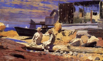  Boat Oil Painting - Waiting for the Boats Realism painter Winslow Homer